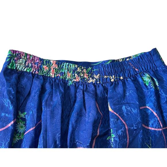 Vintage Boho Blue Floral Front Pleat‎ Midi Skirt - Picture 5 of 5